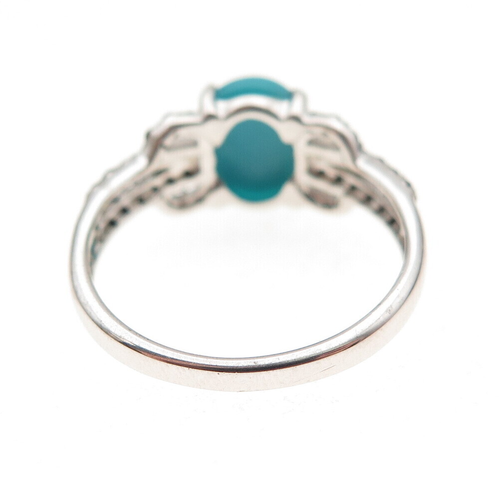 925 Sterling Silver Real Kingman Turquoise & Black Spinel Ring Size 8 - Picture 5 of 8